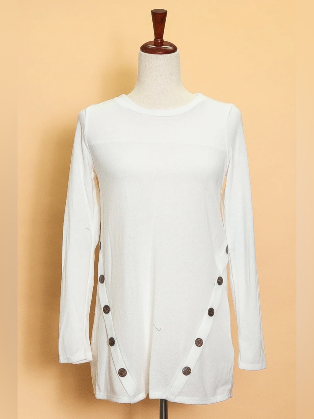 B145 Beeson River Asymmetric Button Detail Long Sleeve Elbow Patch Sweater